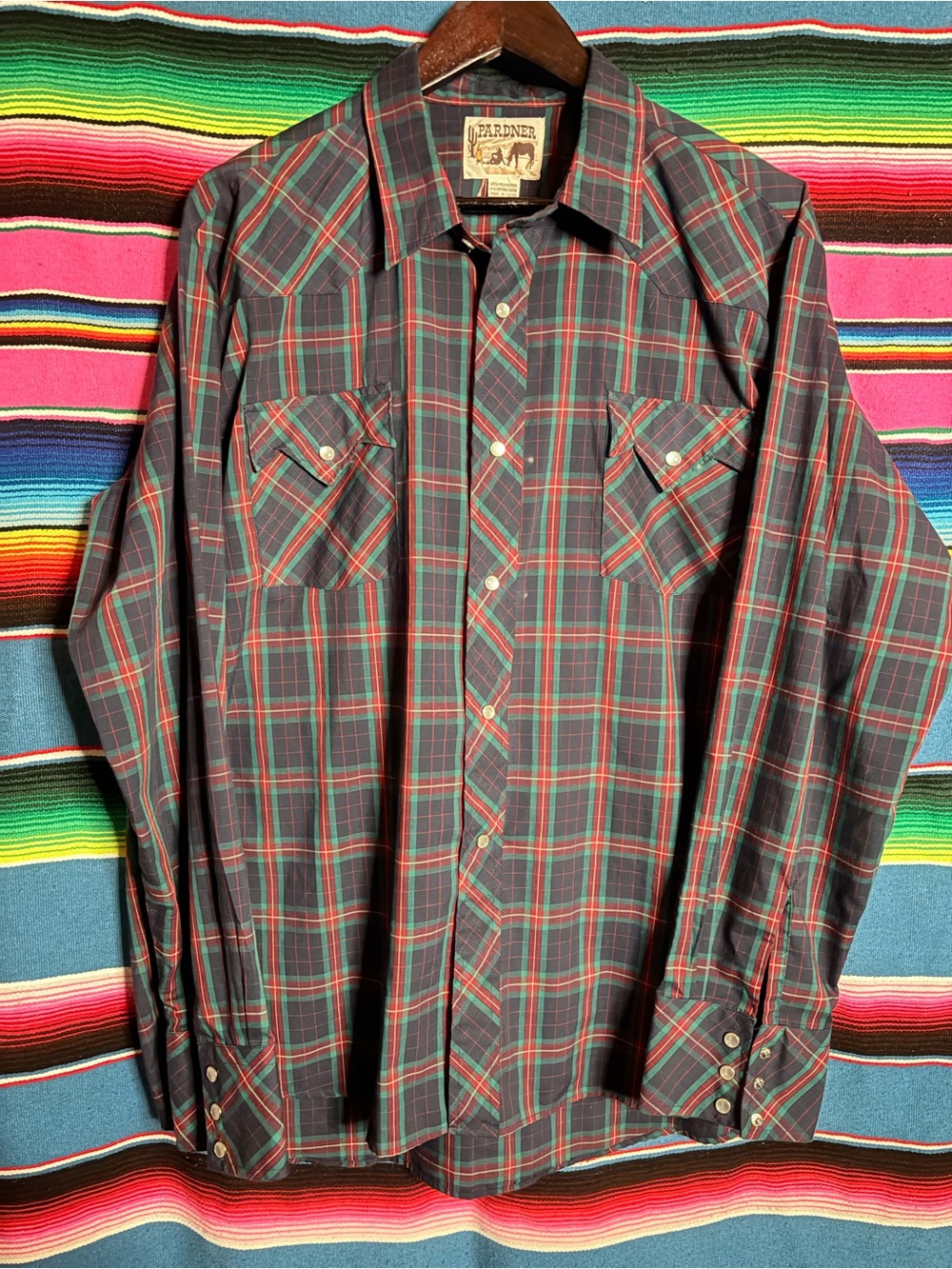 Men's Green & Red Plaid Western Shirt